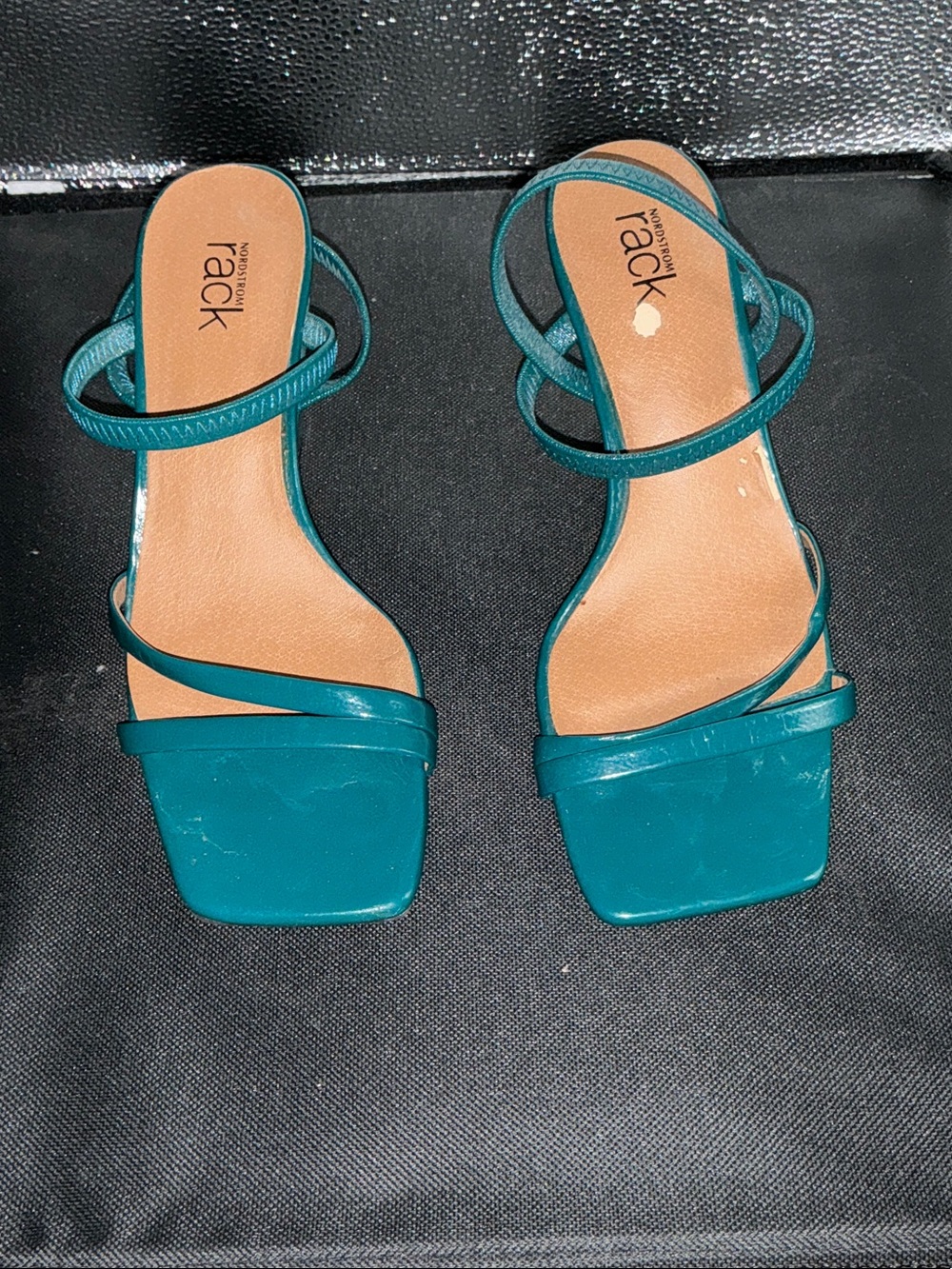Rack Collection Teal Strappy Square-Toe Heels